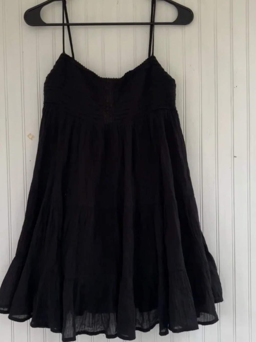 ZARA Women's Black A-Line Spaghetti Strap Smocked Tier Mini Length Dress SMALL